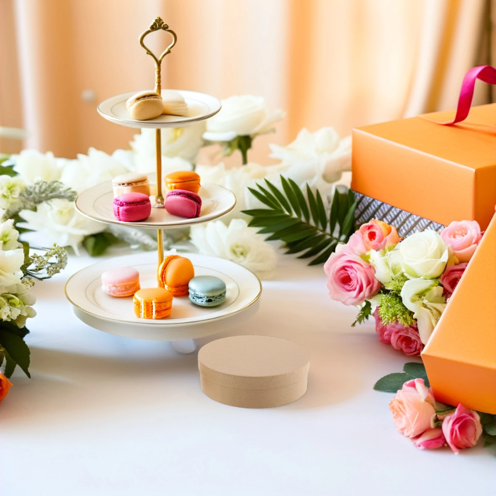 

3 Pcs Round Carton Boxes for Cookies Chocolate Packaging Baking Accessories Gifts Bakery Paper Candy Biscuit Case Party Favor