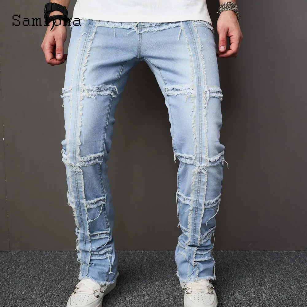 

Sexy Ripped Jeans Denim Pants Men Casual Pantalon Mens Clothes 2023 European and American style Fashion Demin Pencil Trousers