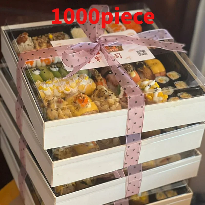 

10 00piece.Custom.Eco friendly Wooden Takeaway Food Container Restaurant Delivery Packaging BakeryBaklava Sushi Boxs Packagi