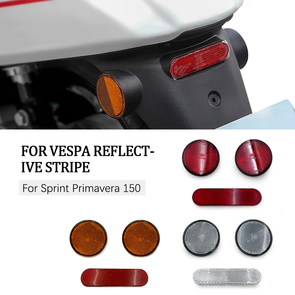 Rectangular Stick-on Safety Spoke Reflective Sticker Self Adhesive Reflector for For Vespa Sprint Primavera 150 Motorcycle