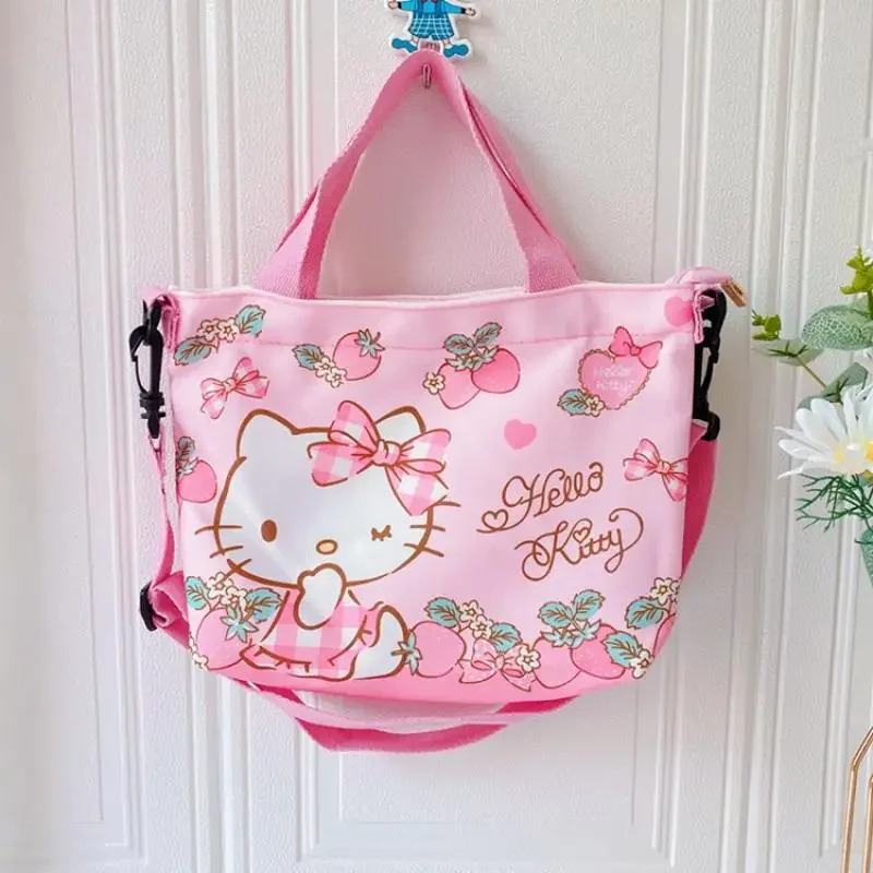 كارتون لطيف قماش حقيبة كتف حقيبة كروسبودي المحمولة حقيبة حفظ الطعام Kuromi Crossbody على ظهره حقيبة يد الترفيه #3