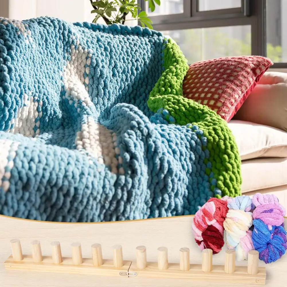 Beginner Knitting Set Yarn Blanket Loom Kit Adjustable Wooden Knitting Loom for Diy Throw Blankets Beginner-friendly Knit Loom