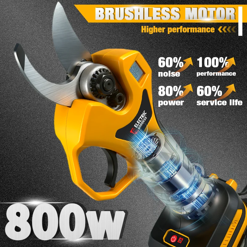 Electric Goddess Brushless 40mm Electric Pruning Shear Cordless Fruit Tree Bonsai Electric Scissors For Makita 18V Battery Pin