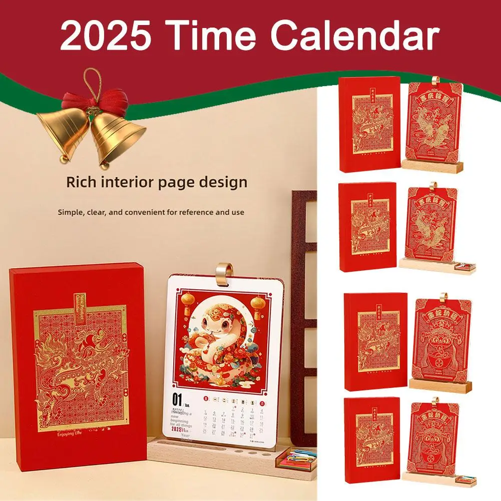 2025 New Wooden Desk Calendar For The Year Of The Snake A0g3