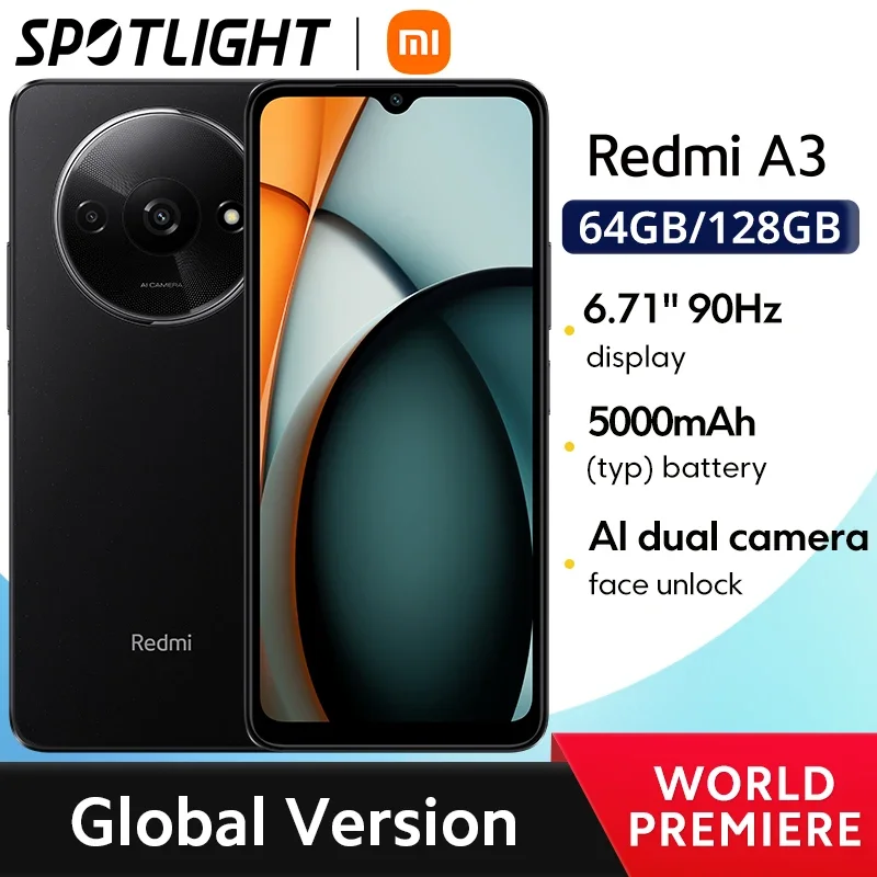 [World Premiere]Global Version Xiaomi Redmi A3 MediaTek Helio G36 Smartphone 90Hz 6.71" Dot Drop display 5000mAh Battery