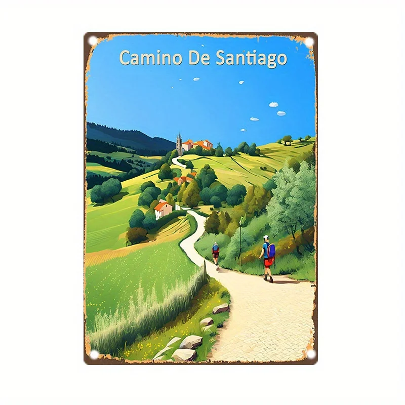 Room Decor , Camino De Santiago Vintage Metal Tin Sign, es, Rustic Wall Art, Iron Artistic Drawing, Home Garden Bar Farm Offi