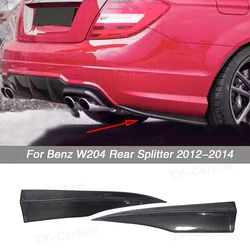 For W204 Real Carbon Fiber Rear Bumper Lip Splitters Aprons For Benz W204 C63 AMG 2012-2014 Bumper Splitter Flaps Car StylingFRP