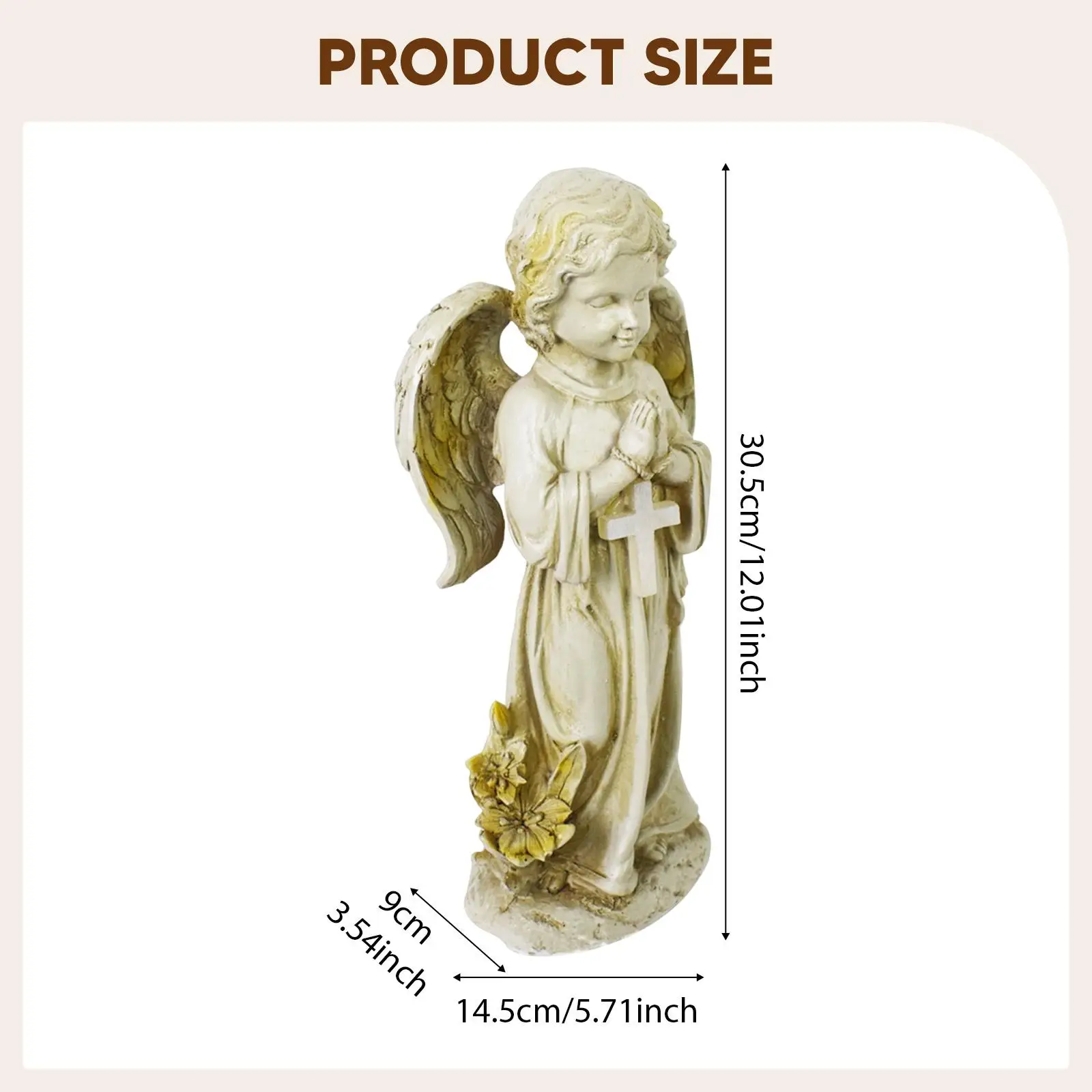 Solar Angel Statue Garden Decor Lawn Multifunctional Cemetery Decorative Hallway Lightweight Outdoor Cross Angel Figurine