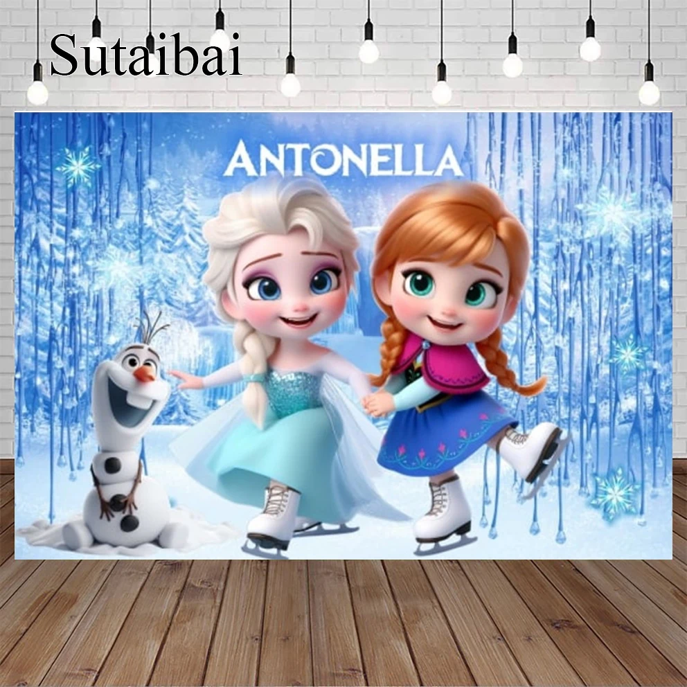 

Winter Ice Frozen Snowflake Castle Backdrop Elsa Anna Snow Queen Princess Girls Birthday Party Decor Photo Background