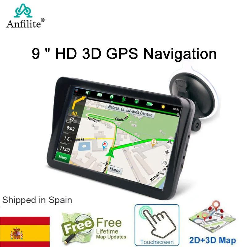 9-дюймовый автомобильный GPS-навигатор Anfilite, HD ЖК-экран, 256 Мб, Navitel, спутниковая навигация, GPS-навигатор для грузовика, карты Европы, Великобритании, США