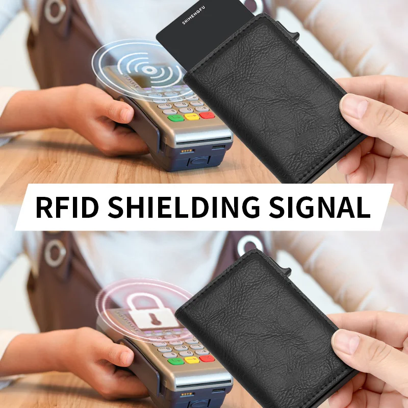 Модный металлический алюминиевый кожаный держатель для удостоверений личности, многофункциональный дизайнерский мужской кошелек для банковских карт, деловой всплывающий держатель для карт, женский