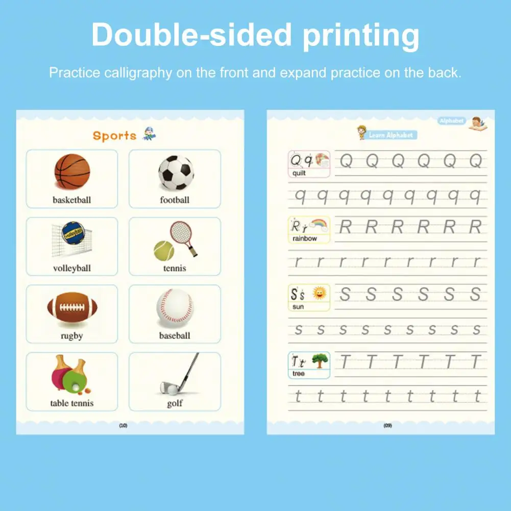 1 Set Magic Copybooks Children's Toy Writing Reusable Free Wiping English Arabic Verison Option Writing Practice Copy Books