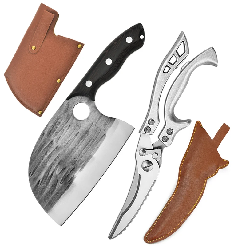 

Kitchen Chef Knife 5Cr15 Forged Stainless Steel Bone Chopping Meat Cleaver Vegetables Slicing Butcher Knife Chicken Bone Scissor