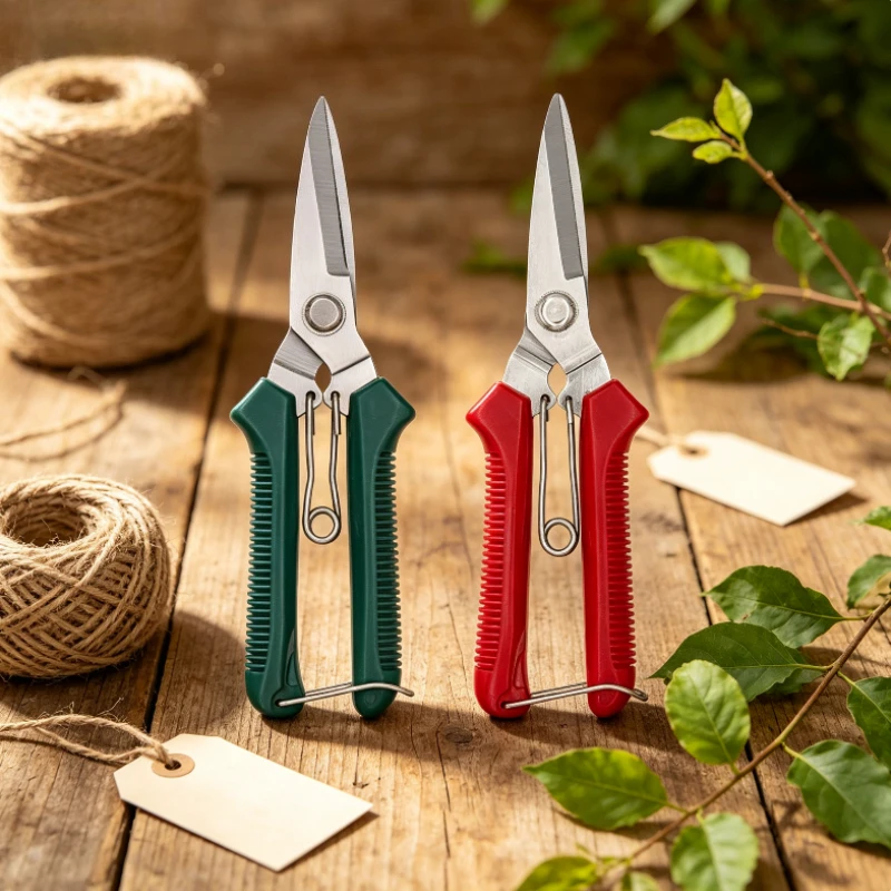 190mm Straight Head Pruning Shears Non-slip HandleStainless Steel Outils Manuels Household Bonsai Garden Scissors Pruing Shear