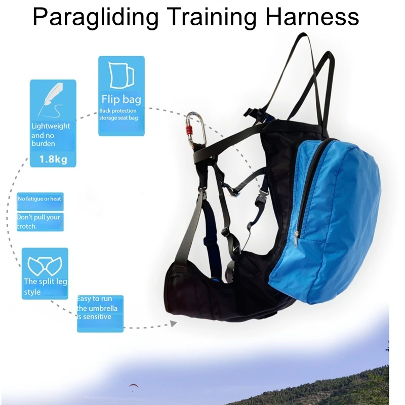 Paragliding Training Seat Bag, Ground Paragliding, Slope Gliding (Spread-Leg Position), Ultra-Light Reverse-Fold Backpack