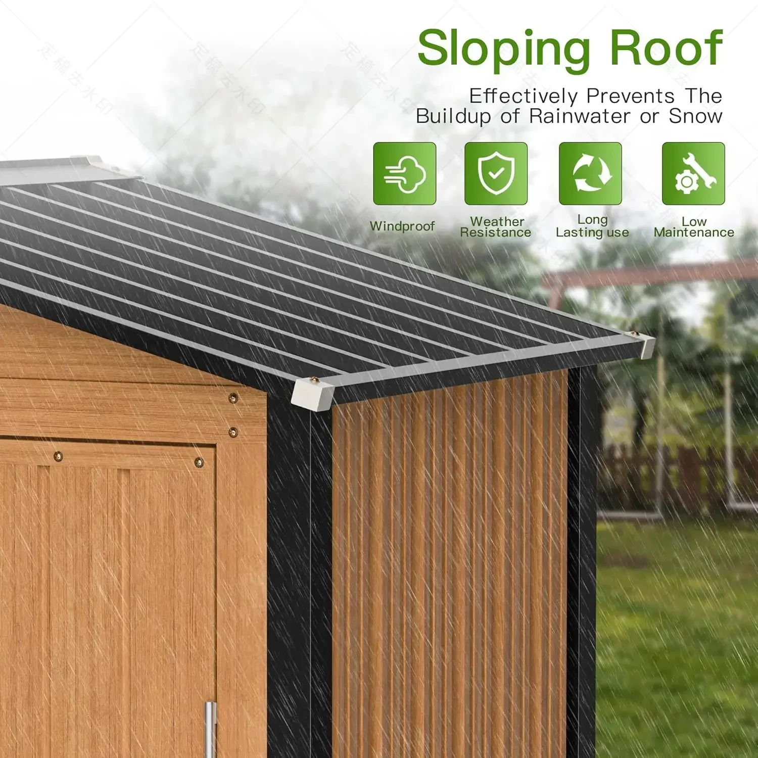 Outdoor Storage Shed,  Lockable Door, Vertical Outside Storage Building for Garden, Backyard, Lawn, Patio Utility, Tool Storage