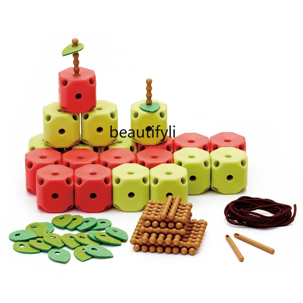 Early education kindergarten sensory integration building block beaded children's fine motor training teaching toys