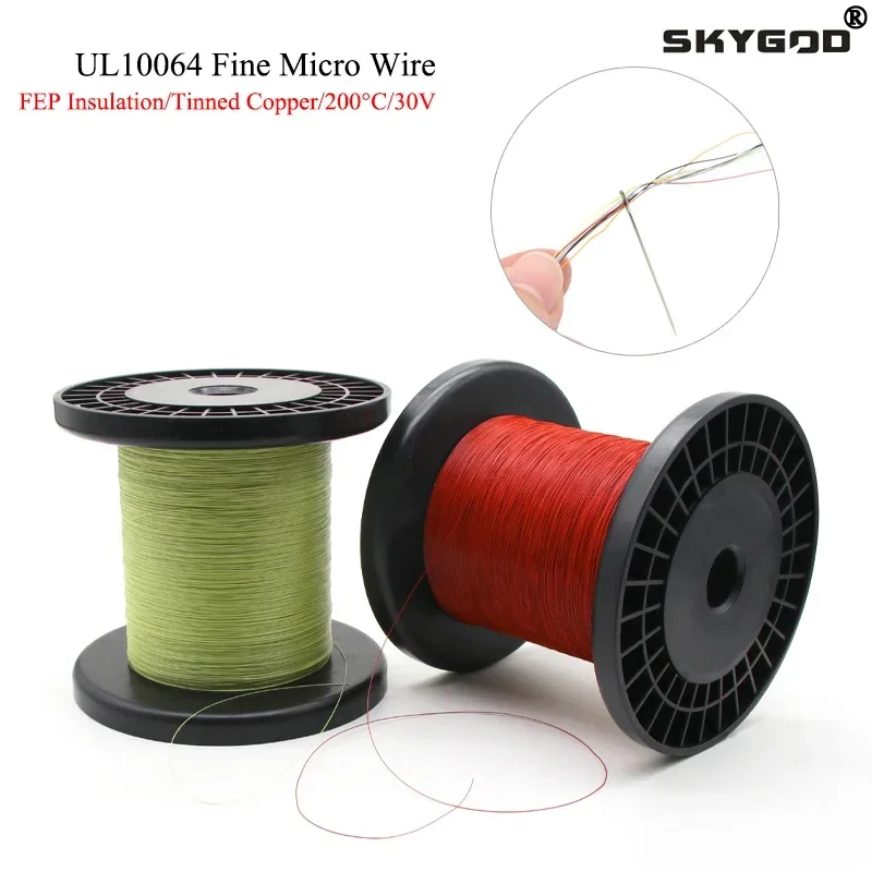 10M~100M UL10064 FEP Wire Ultra Fine Micro Litz Wires 40/36/34/32/30/28/26AWG PTFE Plastic Solder High Conductivity Copper Cable