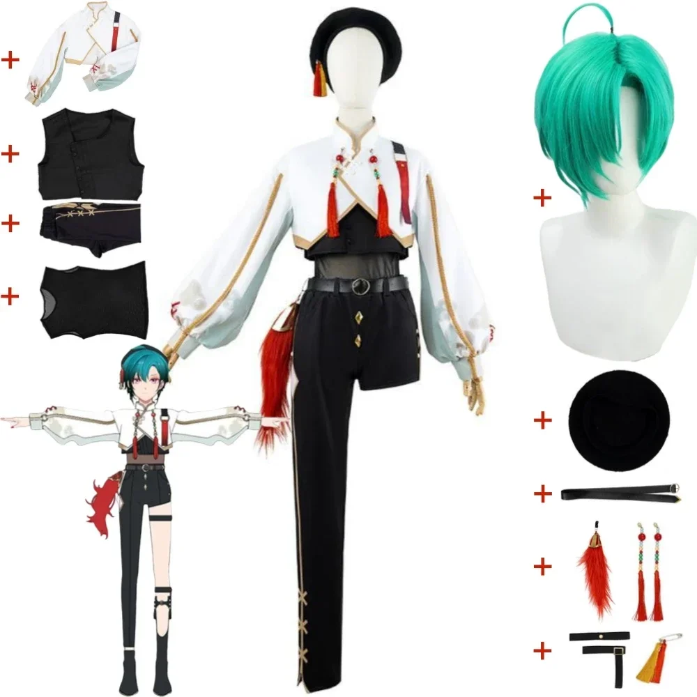 NIJISANJI Ryushen Ryuu Shen Cosplay Costume Wig Anime Sexy Woman Chinese Style Uniform Halloween Role Play Suit