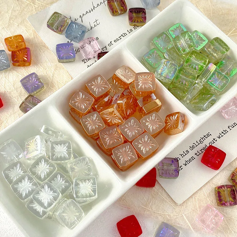 Perles carrées Vintage en verre au chalumeau, 20 pièces, 11mm, perles d'espacement amples pour bricolage, collier, Bracelet, accessoire, fournitures artisanales d'art
