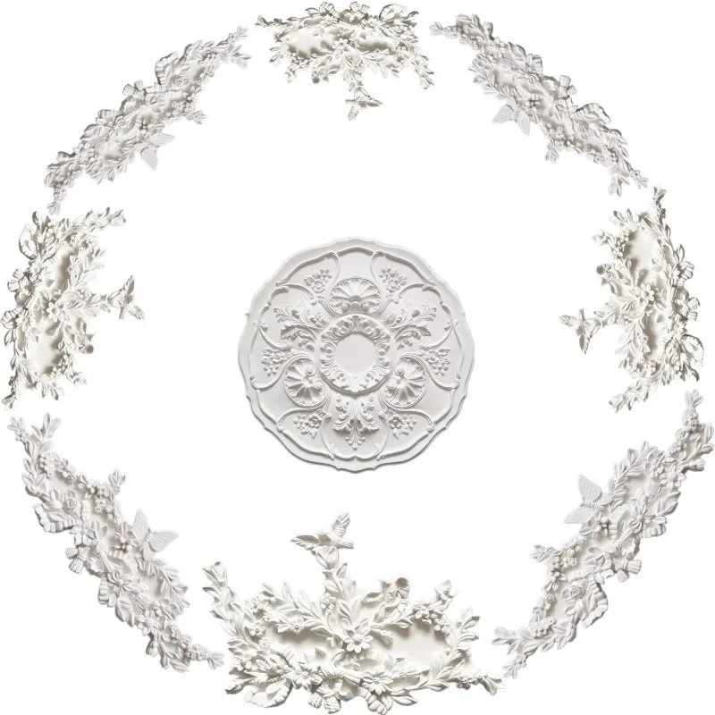 French gypsum flower corner hollow bird ceiling shape European light luxury gypsum line special-shaped non-PU light panel
