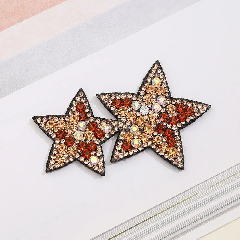 Patches Rhinestone Applique DIY For Clothing Jacket Backpack Five-pointed Star Sewing Decorative Badges BX007