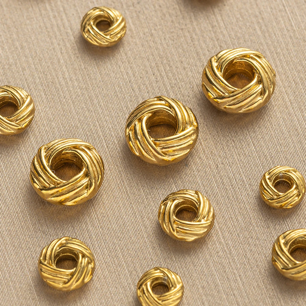 10pcs Stainless Steel Flower Beads PVD Gold Plated Loose Spacer Bead for DIY Bracelet Needlework Jewelry Making Supplies view 5