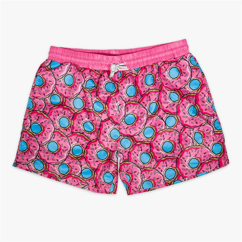3D Print Animal And Fruit Men Beach Shorts Pink Donut Leisure Funny Quick Dry Board Shirt Summer Daily Shark Fans Swim Trunks