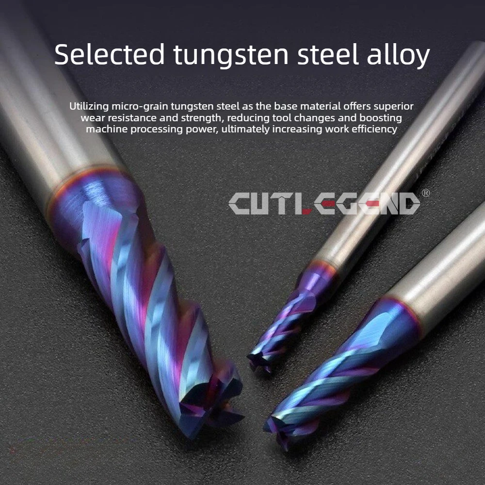 Vollhartmetall-Schaftfräser mit blauer Nano-Beschichtung, HRC70, Fräser D0.2-D6.95, CNC-Präzisions-Nutenfräswerkzeug – Detail 2