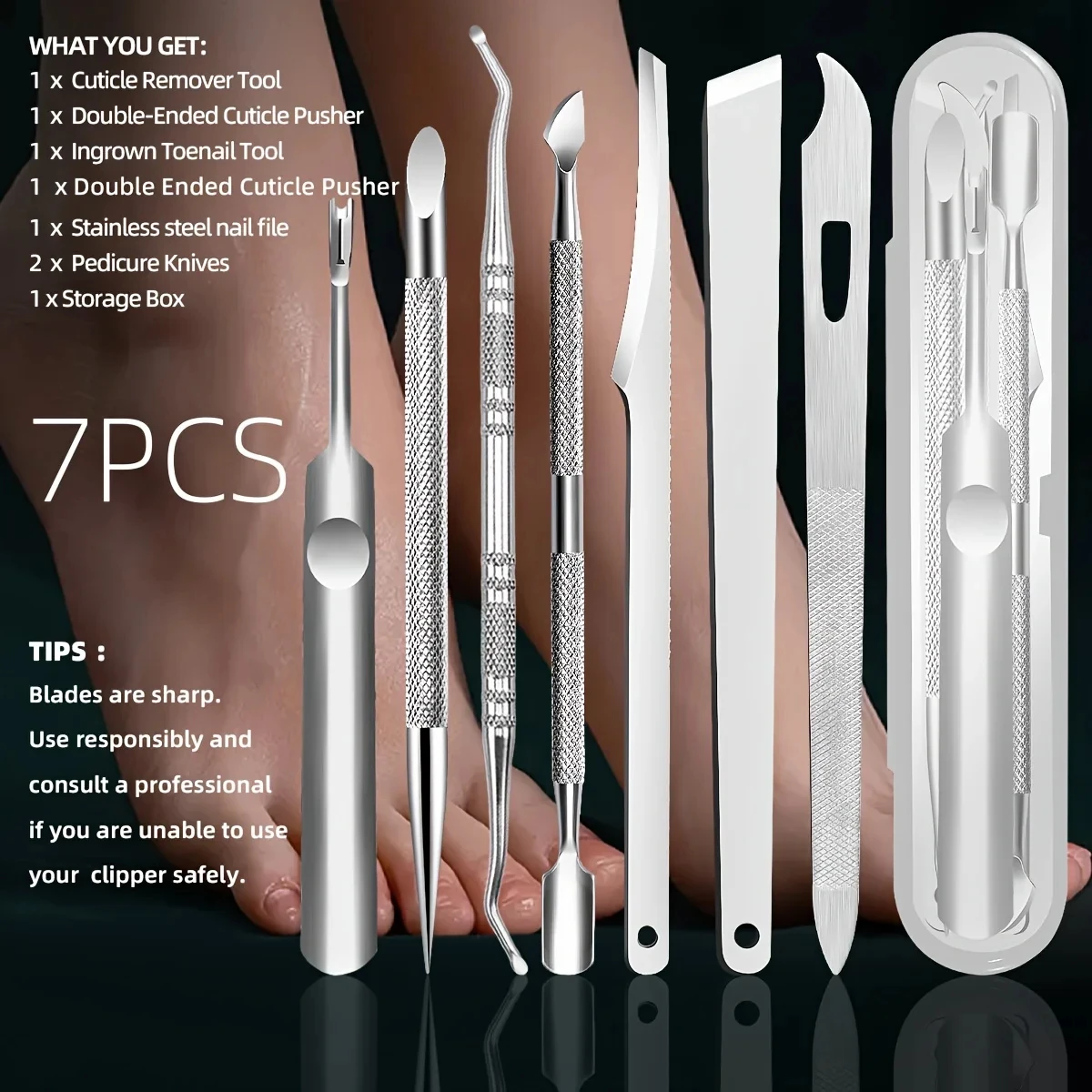 3/5/6/7pcs Stainless Steel Nail Care Kit Precision Cuticle Remover Trimmer Set Includes Nail File Cleaner Perfect Gift for Women