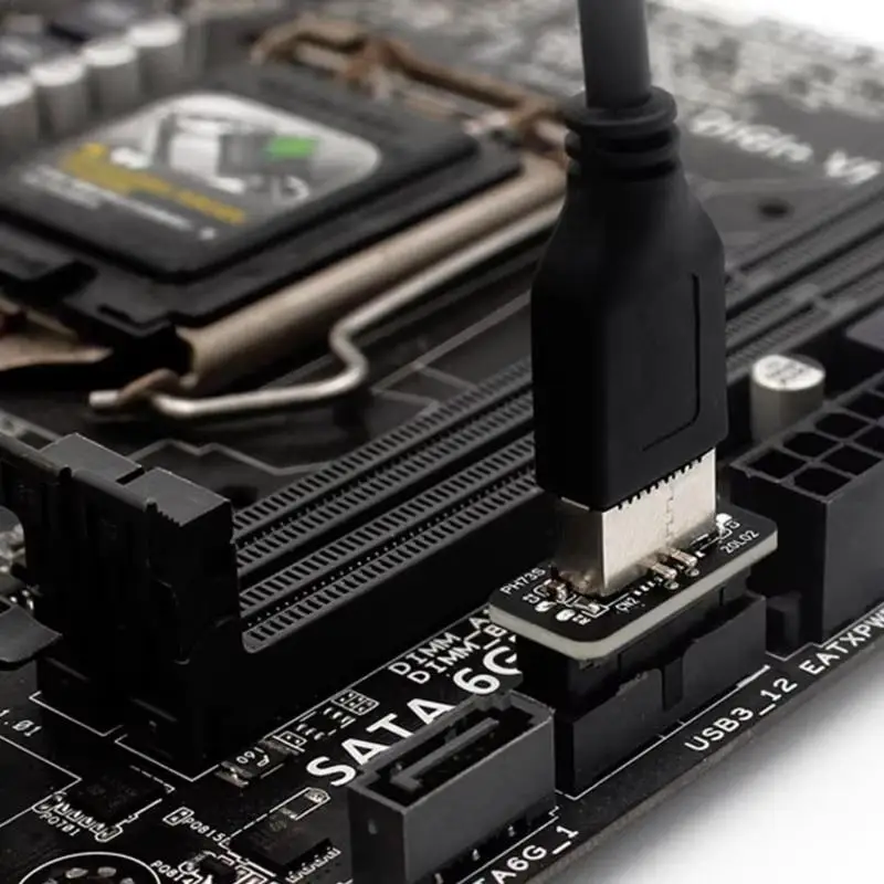 USB 3.0 Type-E Female To 19-Pin Male Adapter For Internal Motherboard Connection - Vertical Header Splitter For Type C