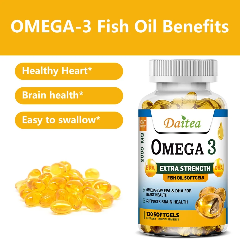 Omega-3 Fish Oil Extra Strength with EPA and DHA - Supports Heart Health, Brain Health, Non-GMO