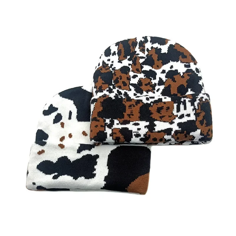 Autumn Winter Cotton Striped Print Thicken Knitted Hat Warm Skullies Cap Beanie Hat For Men and Women 193