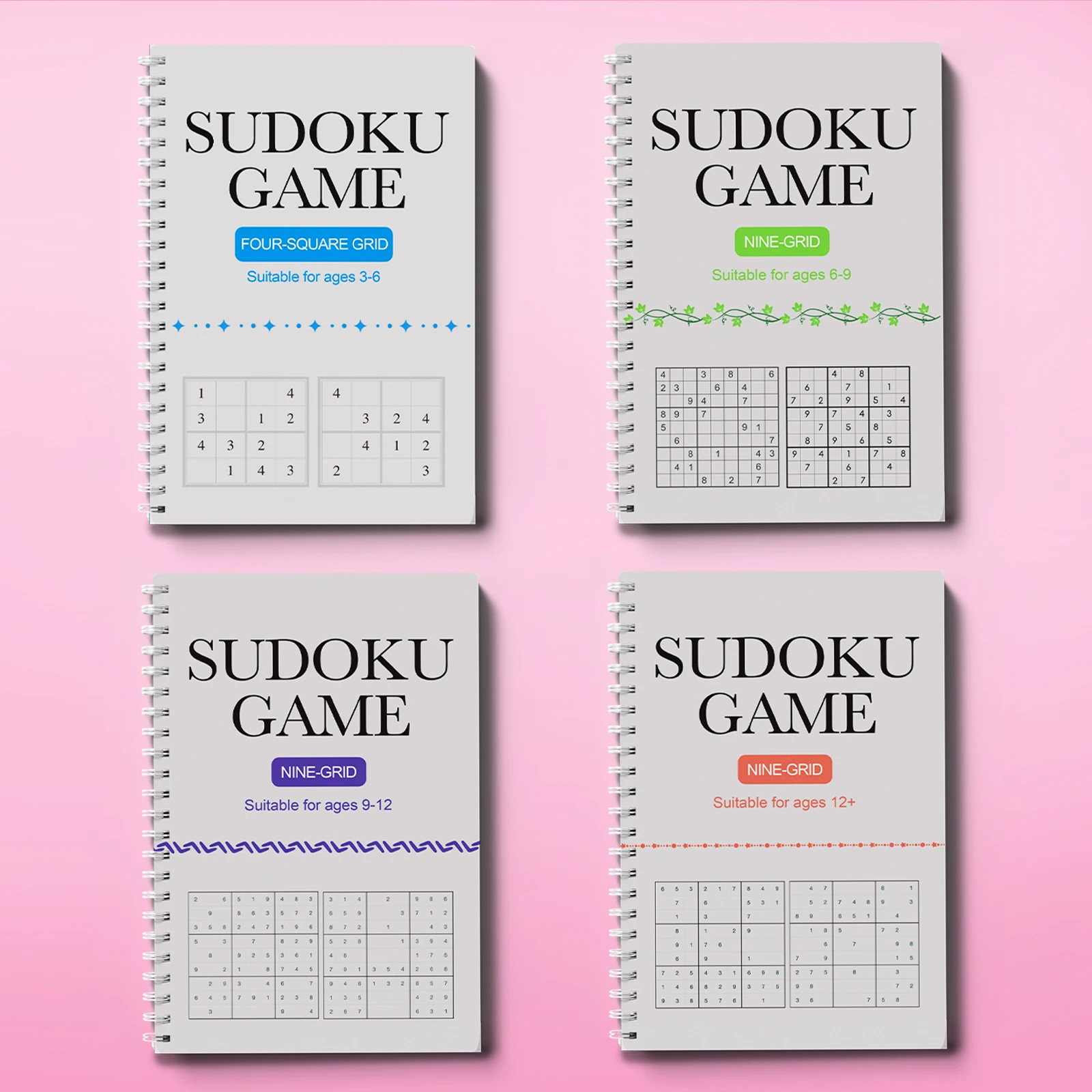 Sudoku for Kids Ages 3-6,6-9,9-12,12+ – Fun Logic Puzzle Workbook Set to Build Focus & Brain Skills