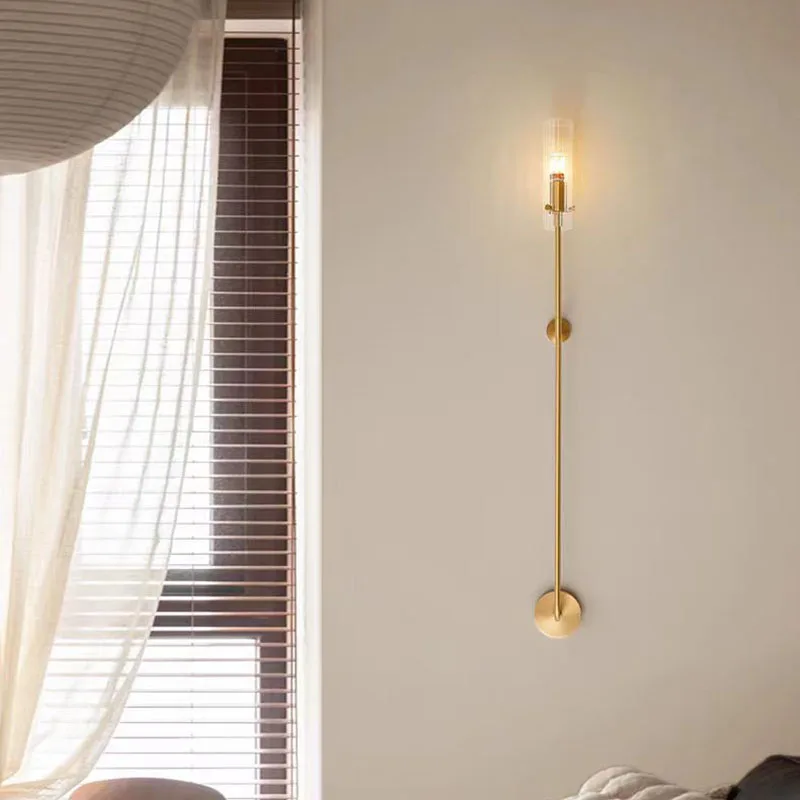 

Minimalist Gold Black Copper Wall Lamps Clear Gray Glass E14 Bulb Foyer Room Stairs Aisle Dining Hall Living Room Bedroom Sconce