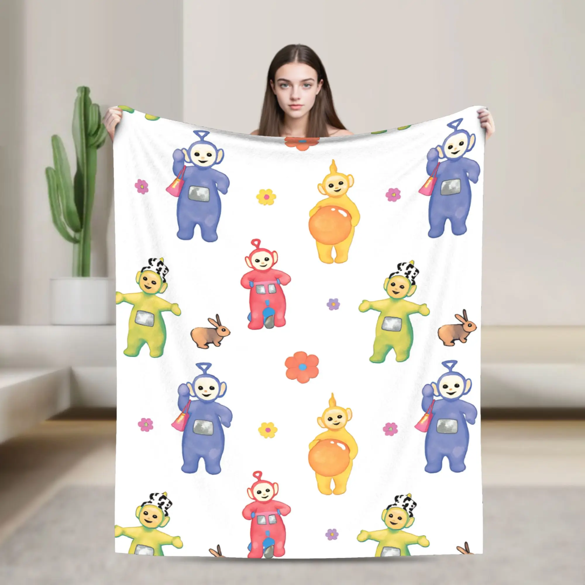 Super Warm Blanket Decorative Childrens Cute T-Teletubbies Throw Blanket  Flannel Bedspread For Home Decor Funny Sofa Bed Cover