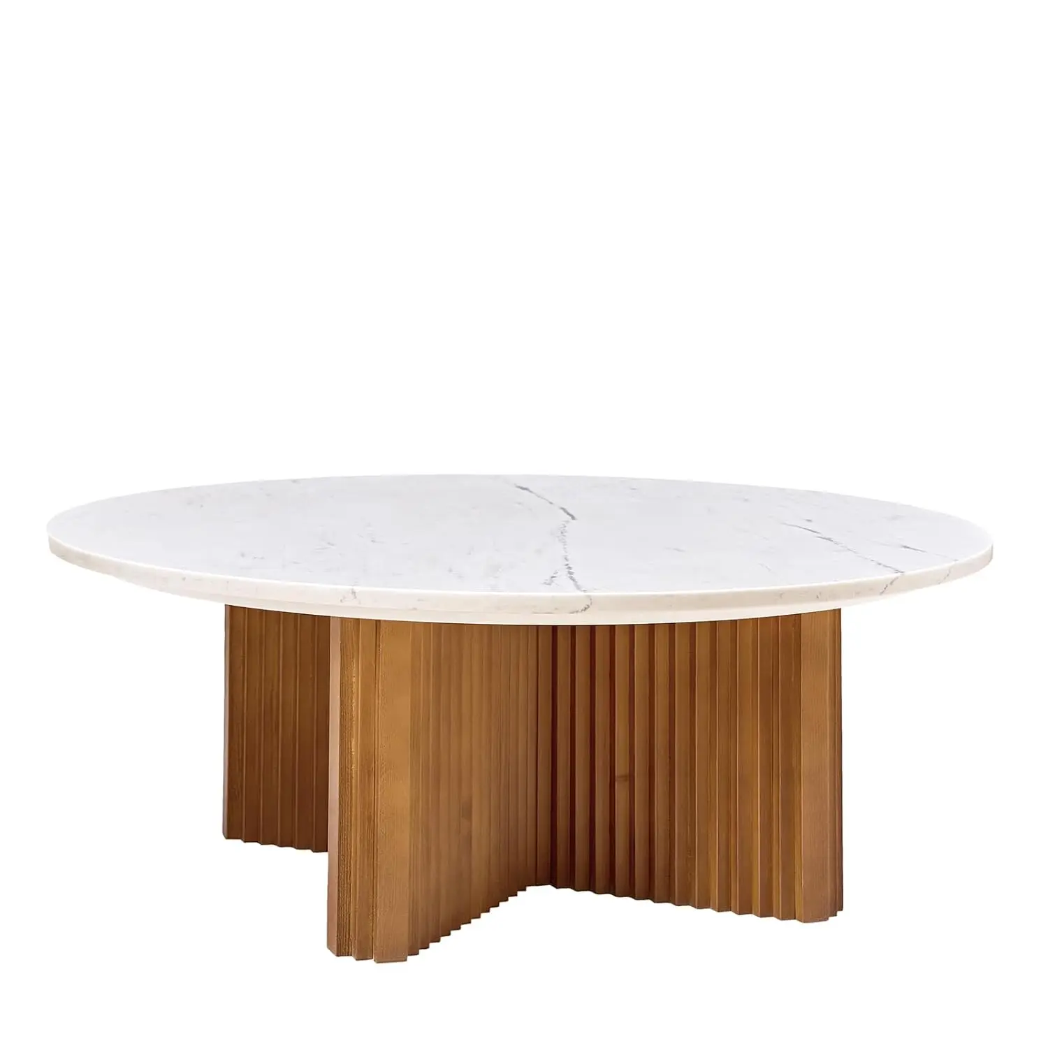 

36" Modern Rustic Marble Coffee Table with Pine Wood Base, Minimalist Round Table, Multi-Room Use Center Table, Customized