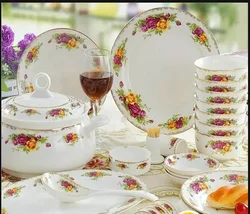 Genuine bone china platinum rose tableware set round plate and bowl accessories