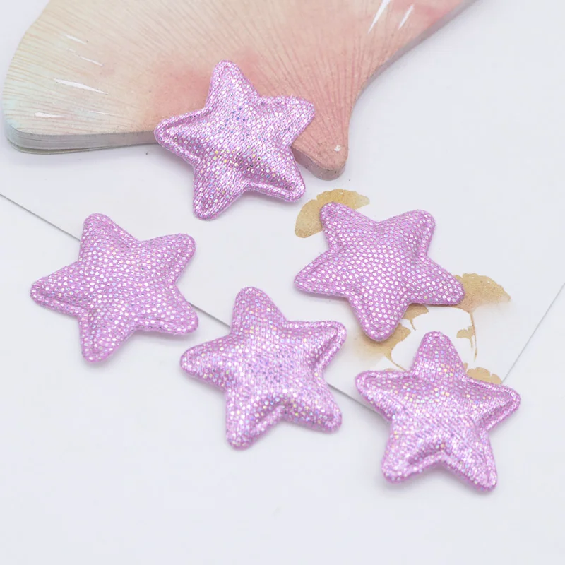100Pcs 25mm Bling Colorful Fabric Star Applique Padded Patches for DIY Clothes Hat Shoes Headwear Hairpin Bow Festival Decor