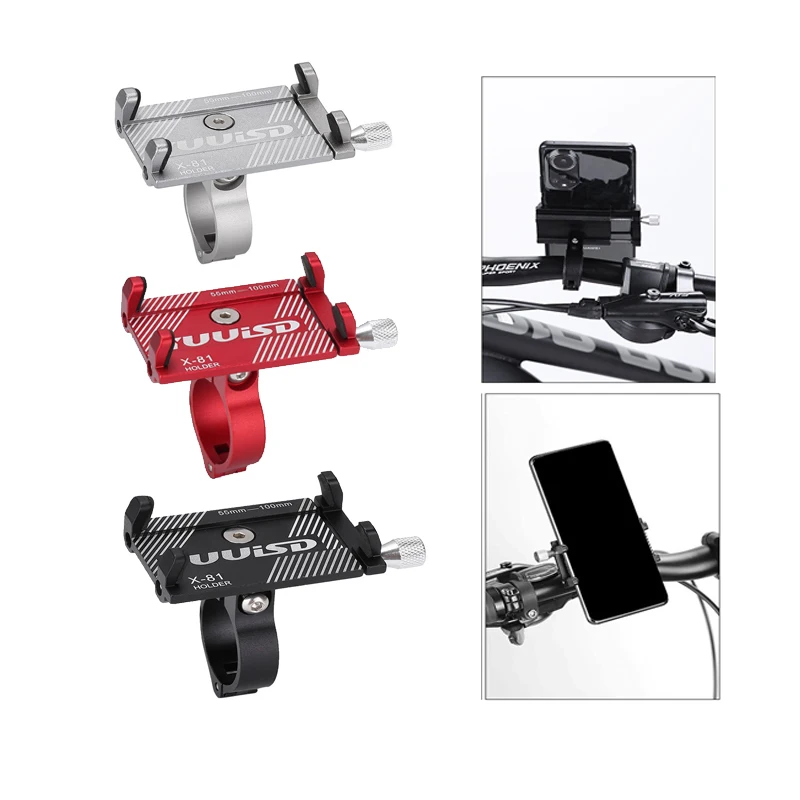 Bike Phone Holder Aluminium Alloy Handlebar Mobilephone Support 360 Degree Rotation Shockproof Bicycle Cycling Accessories