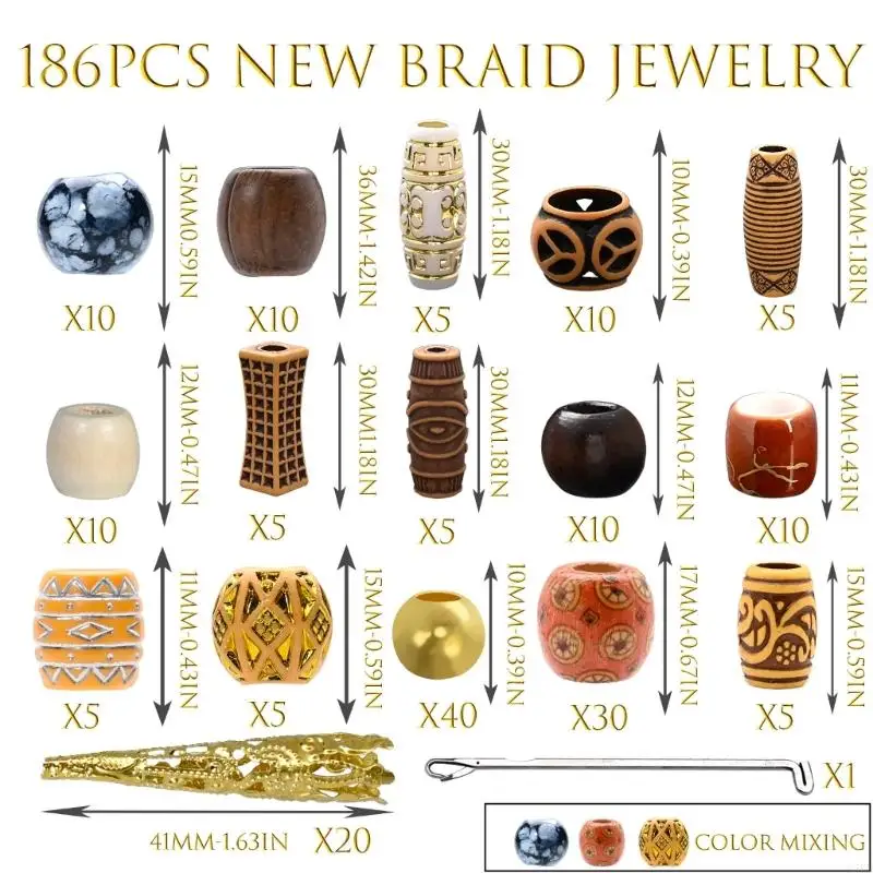 N5KB Dreadlock Dreadlock Hair Hair Beads Loose Coil Hair Jewelry Halloween Braid Clip Rings Hair Clip Rings Rings