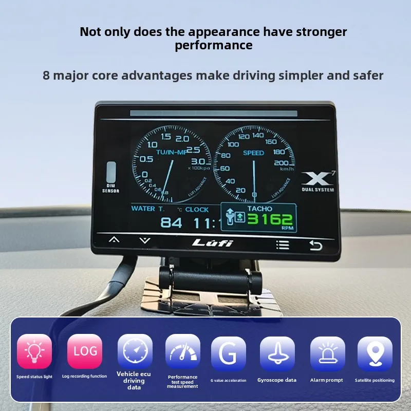 LUFI X7 第 4 世代 OBD ゲージ多機能カーモニター、冷却水/排気温度