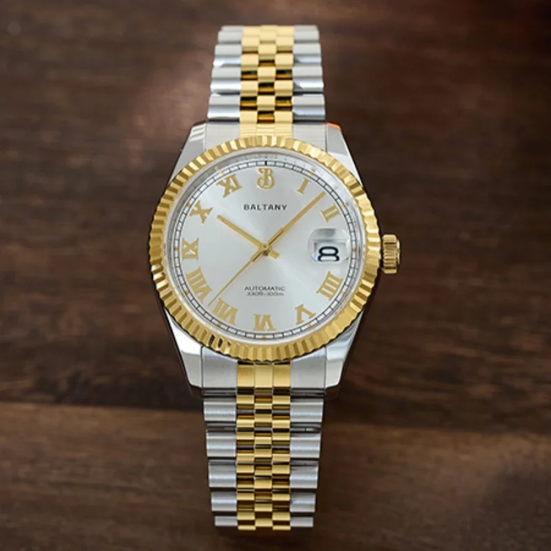 Jam Tangan Mekanik Otomatis Baltany 2025 untuk Pria, NH35 DJ Homage Dress, Tahan Air, Bezel Mewah, Olahraga, Reloj Hombre