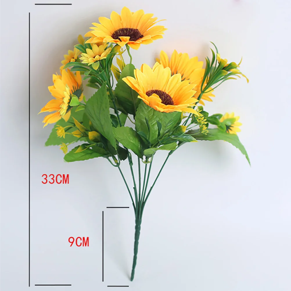 

1Pcs Simulation Sunflower Bouquet Yellow Elegant Silk Cloth Artificial Flower for Home Office Shop Decoration Floral Supplies