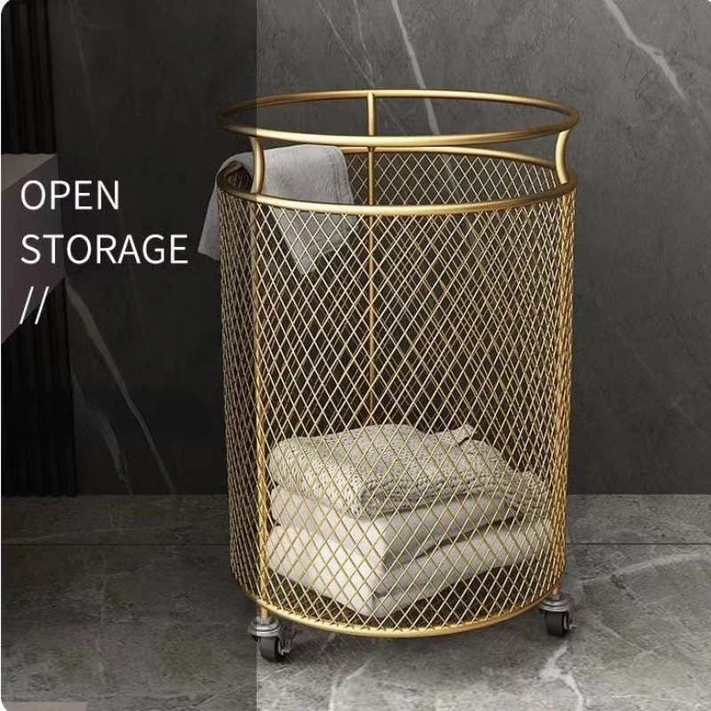 

Gold Nordic Dirty Clothes Basket Metal Iron Art Laundry Storage Tools Bathroom Cloakroom Living Room Washhouse Organization Rack