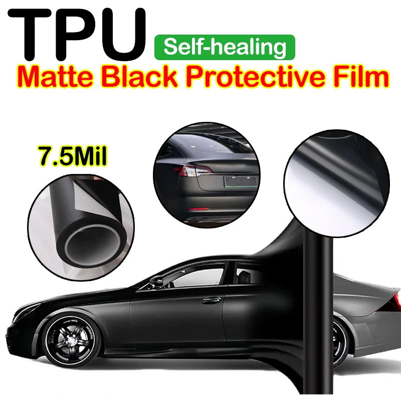 

7.5Mil TPU PPF Matte Black Anti-scratch Paint Protection Film Self-healing Car Hood Wrap Coating Sticker For A1 /A3 /A6 /TT