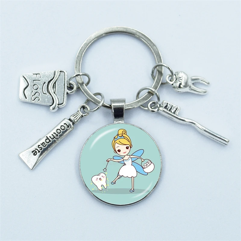 2023 New Dentist Dental Glass Keychain Dental Assistant Gift Dental Care Keychain Hoilday Party Souvenir