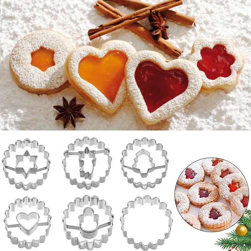 Metal Pastry Cookie Cutter Set Jam Sandwich 3D Cookie Cutter Mini Cookies Sandwich Biscuit Baking Molds Cake Decoration Tools