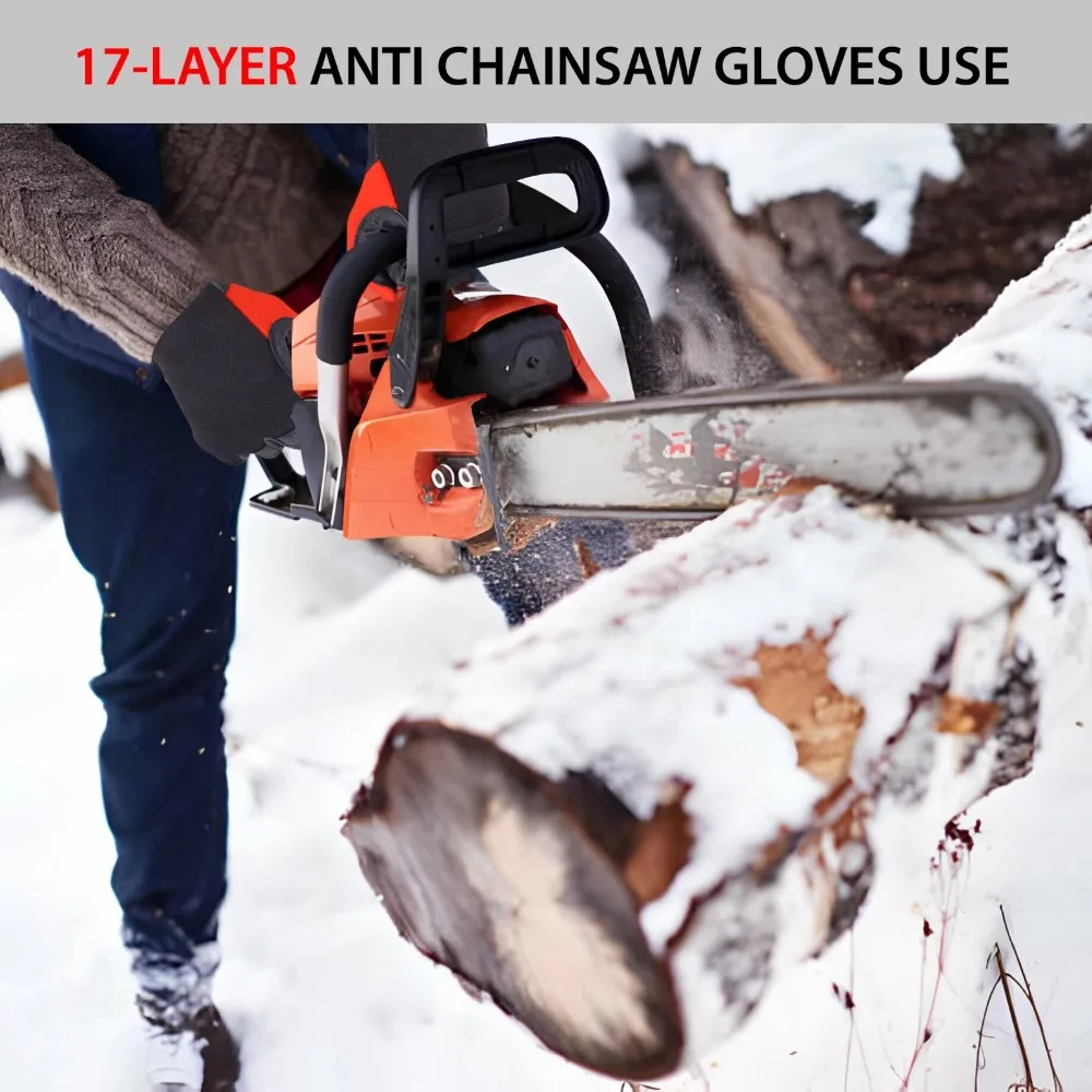 Chainsaw Glove Cut Resistant Goat Leather Left Hand 17 Layer Anti-Chainsaw Lining Class 1 Red/Black