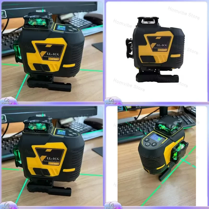 4D 16-Line Self-Leveling Laser Level with Digital Angle Display for Construction Renovation Home Improvement Woodworking